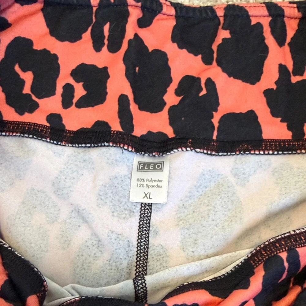 Fleo Red and Black Leopard Print Athletic Shorts - Picture 3 of 4